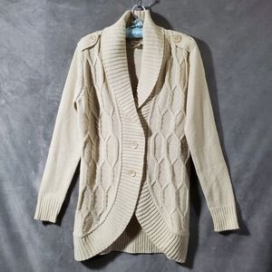 Belle du Jour Long Sleeve Button Cardigan Cream (Oat) Size L